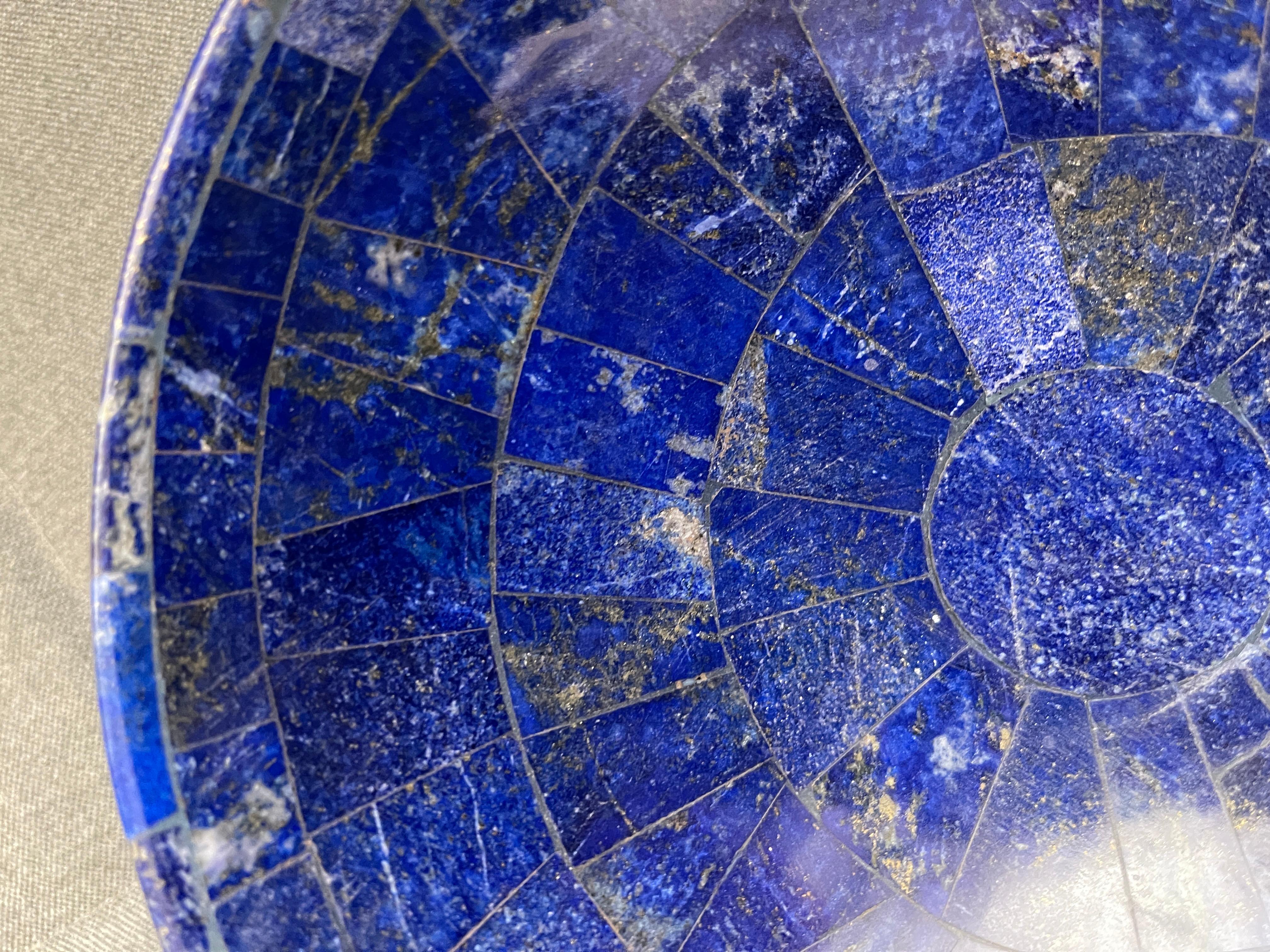 Hand Carved Lapis Lazuli Mosaic Bowl For Sale 5