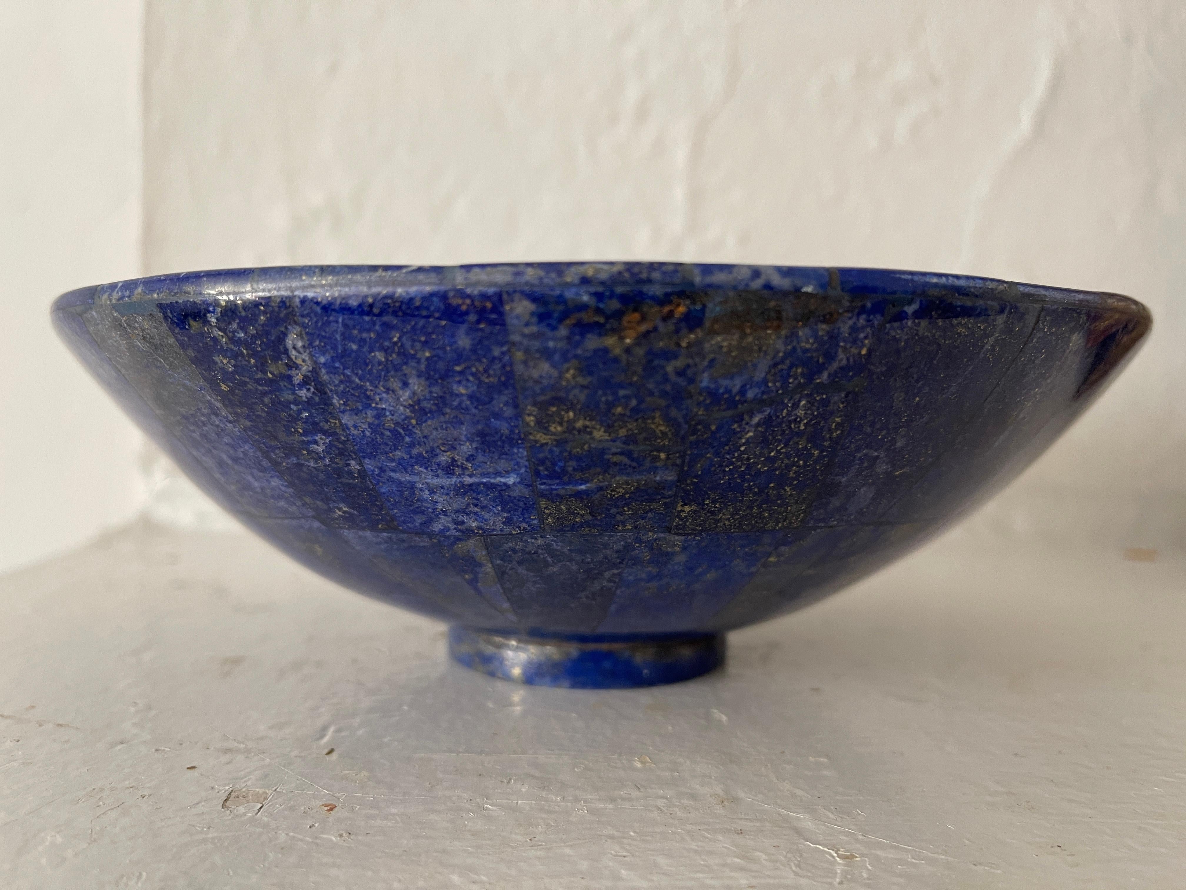 Contemporary Hand Carved Lapis Lazuli Mosaic Bowl For Sale