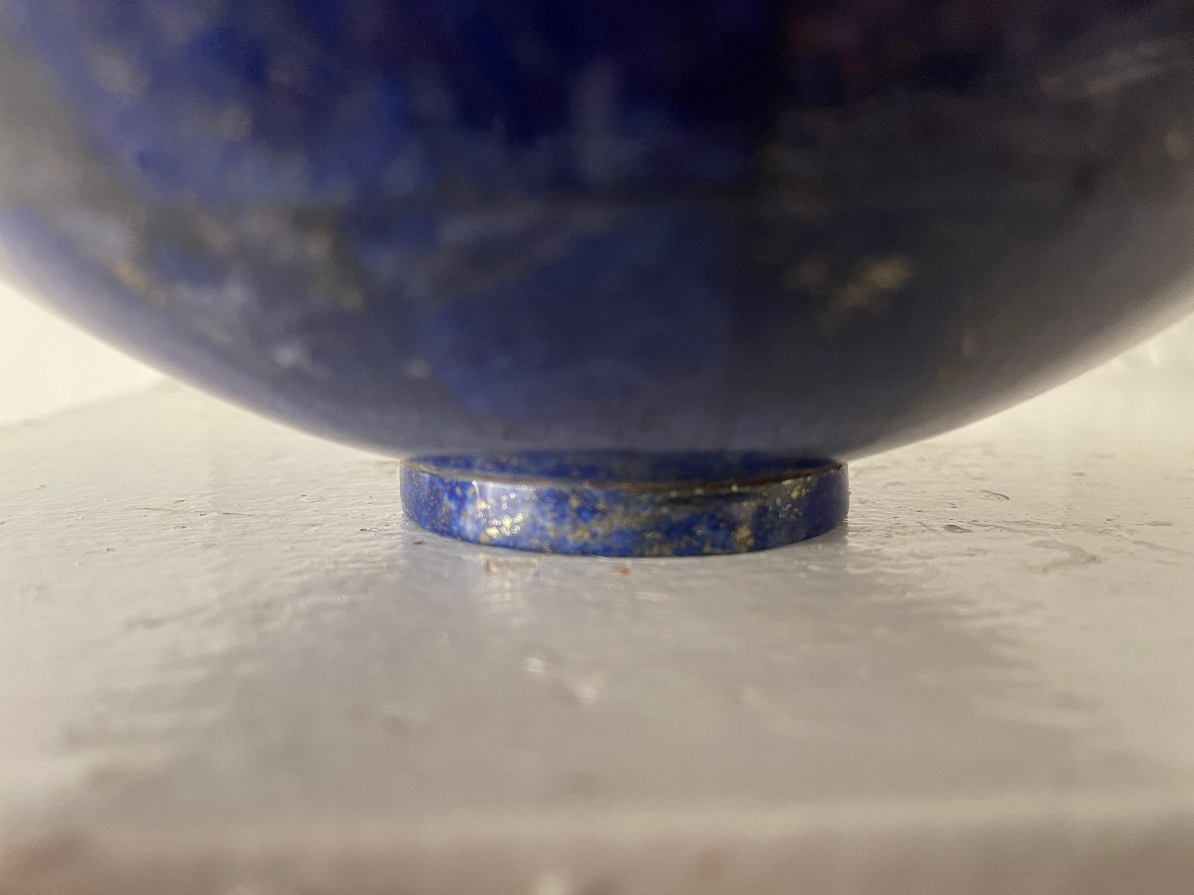 Hand Carved Lapis Lazuli Mosaic Bowl For Sale 1