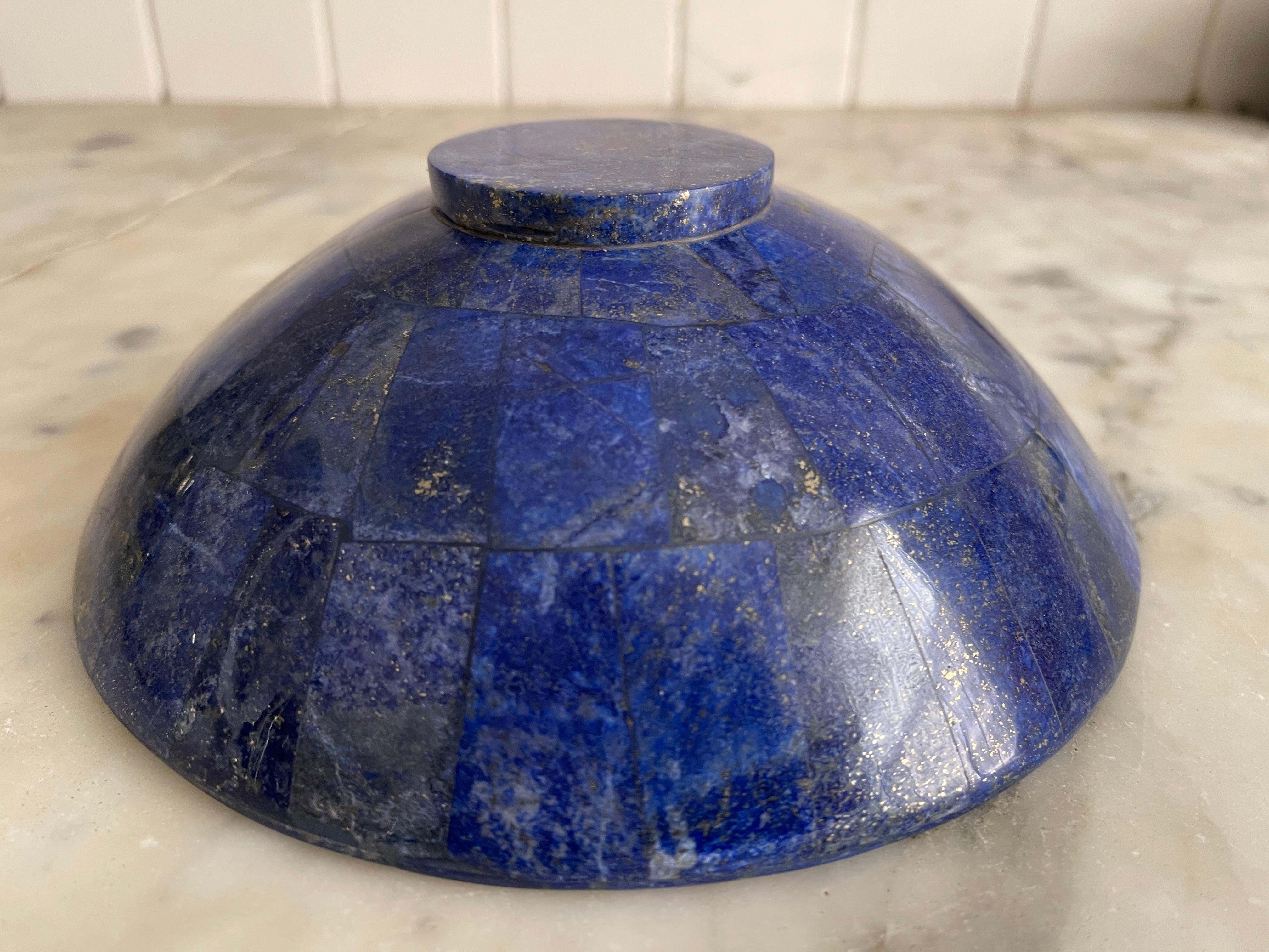 Hand Carved Lapis Lazuli Mosaic Bowl For Sale 2