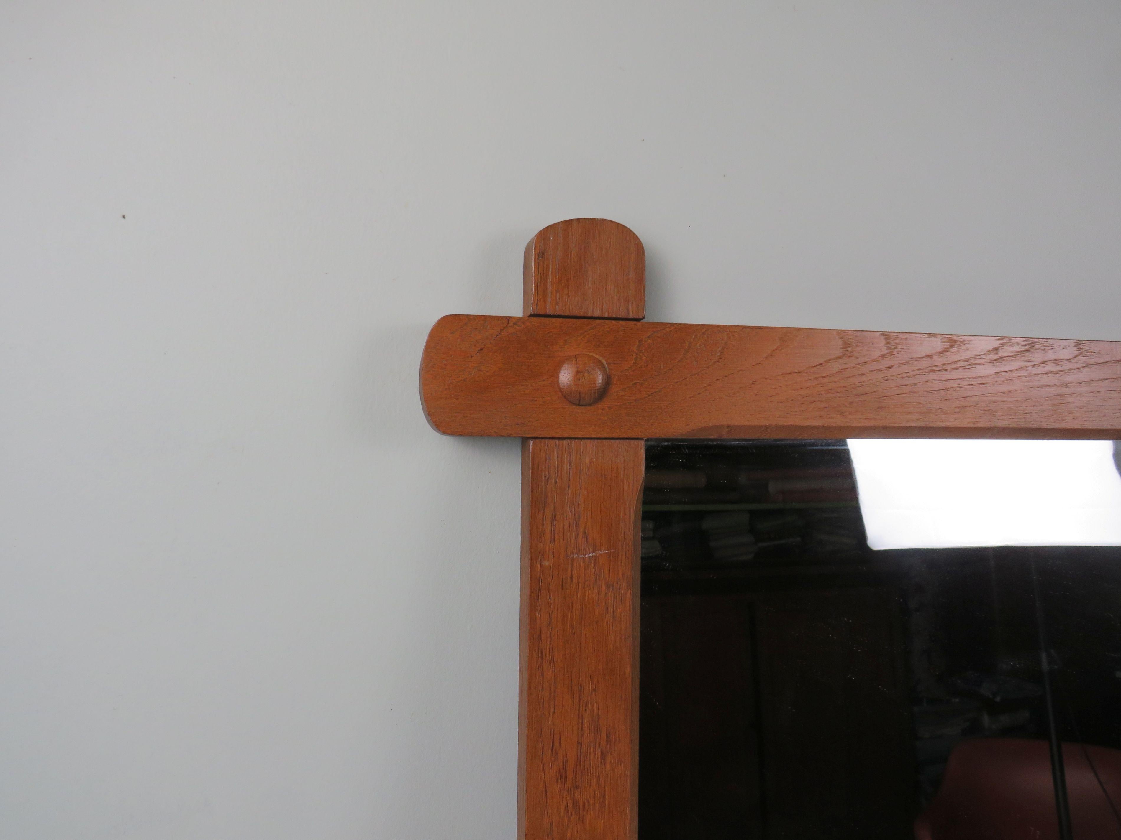Hand Carved Large Brutalist Mirror In Oak 1960s For Sale 4