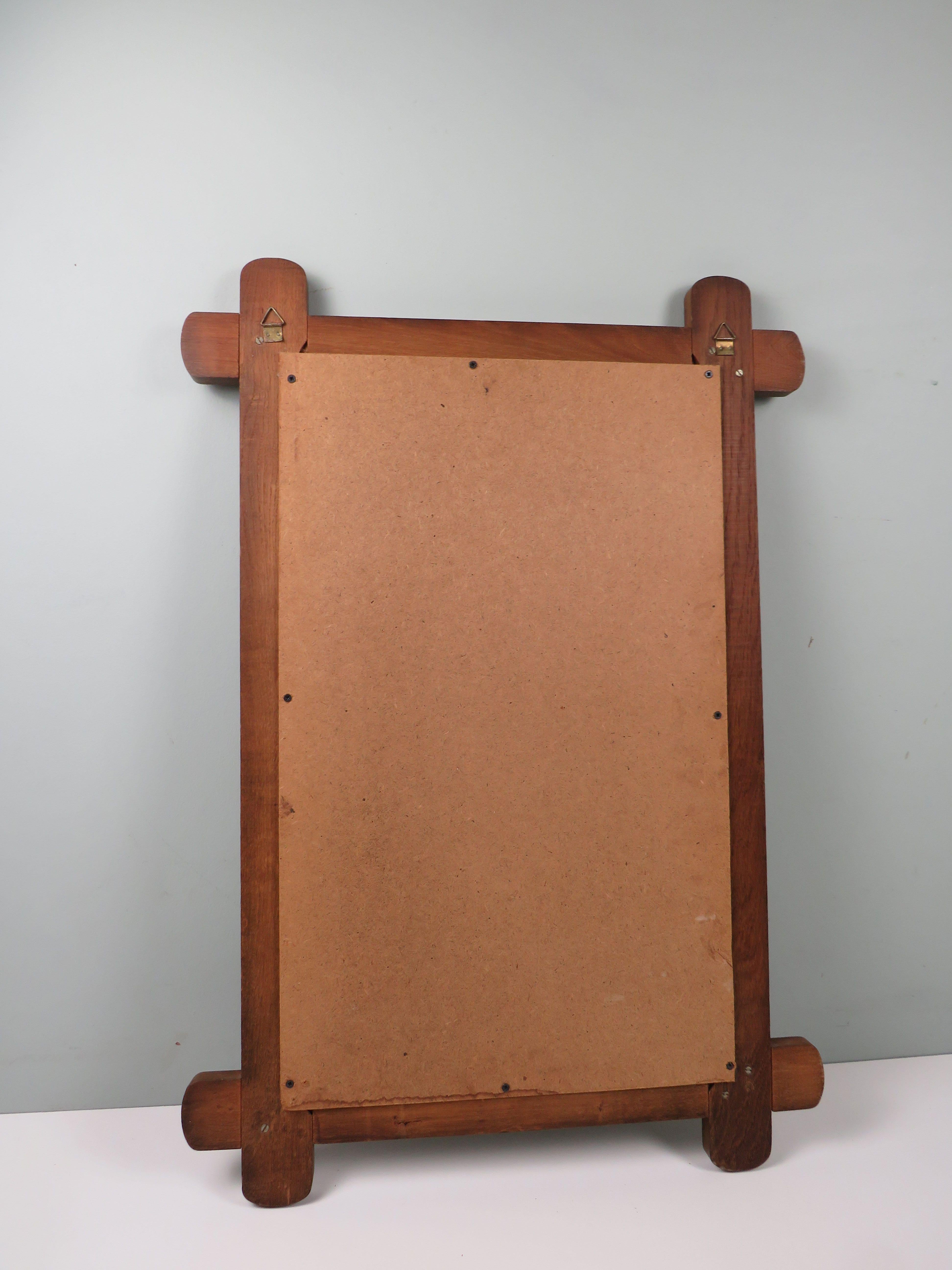 Hand Carved Large Brutalist Mirror In Oak 1960s For Sale 5