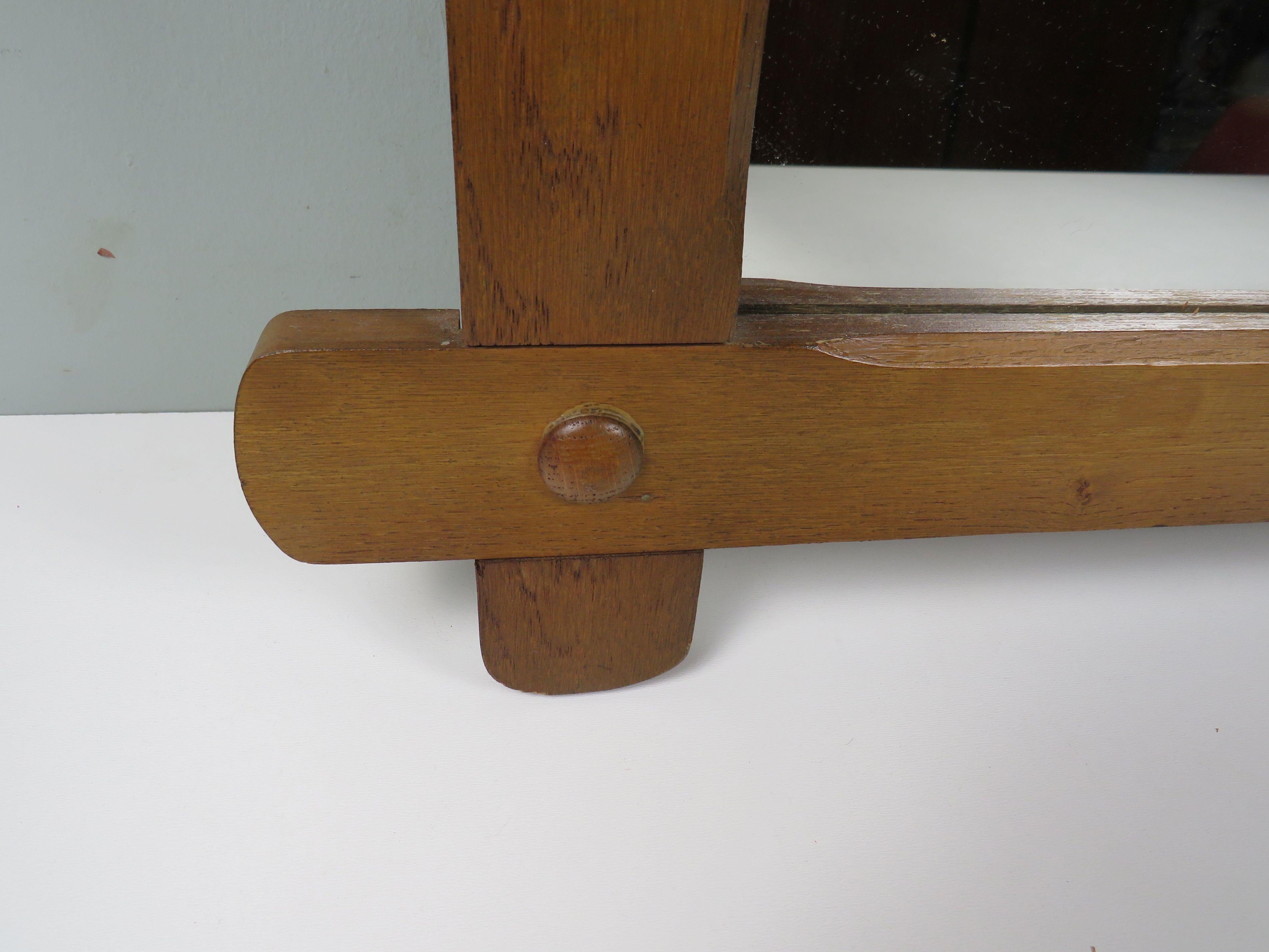 Hand Carved Large Brutalist Mirror In Oak 1960s In Good Condition For Sale In Herentals, BE