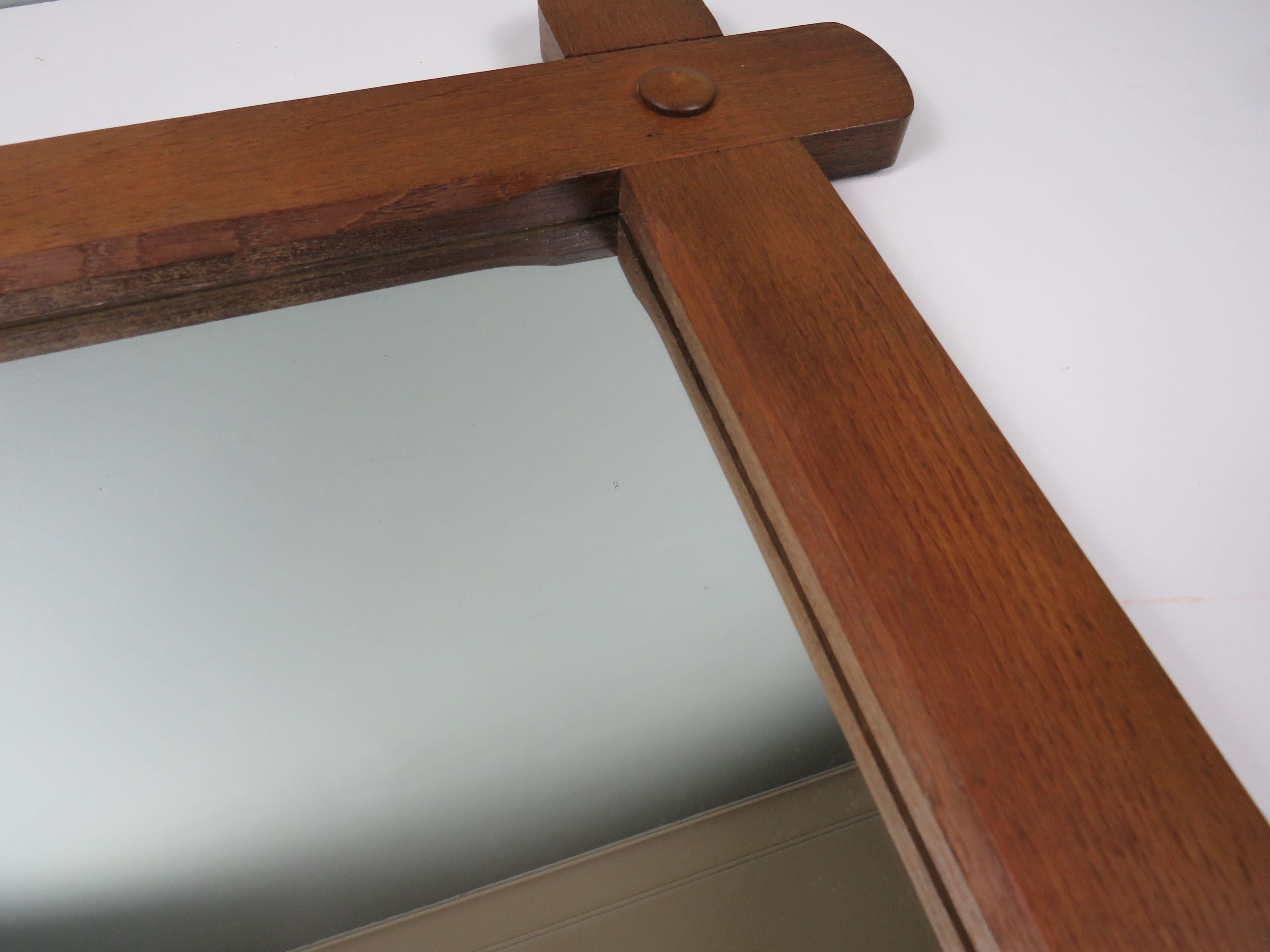 Hand Carved Large Brutalist Mirror In Oak 1960s For Sale 2