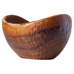 Retro Hand-Carved Large Olive Wood Bowl, France 1970s