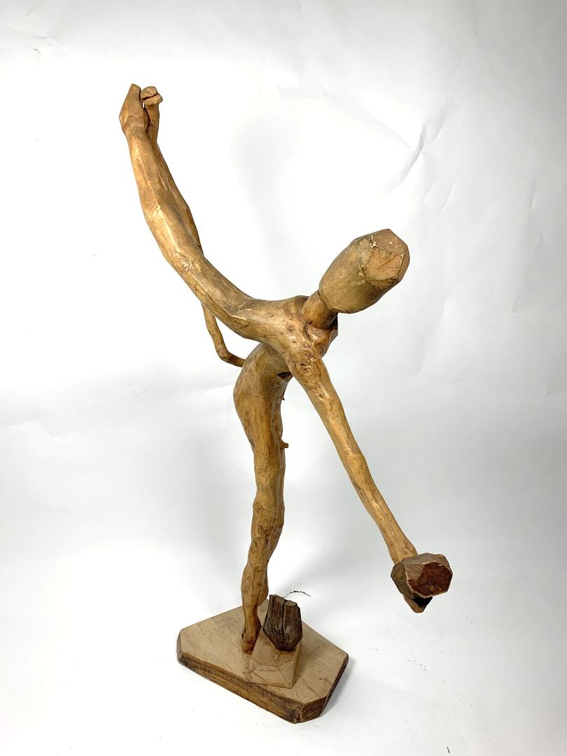 Hand Carved Large Scale Wooden Figure, 1960s For Sale 5