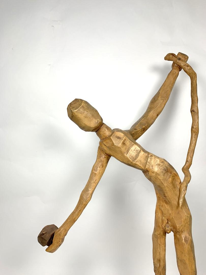 Mid-Century Modern Hand Carved Large Scale Wooden Figure, 1960s For Sale