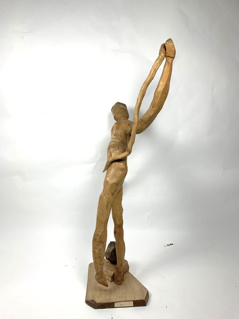 Hand Carved Large Scale Wooden Figure, 1960s For Sale 2