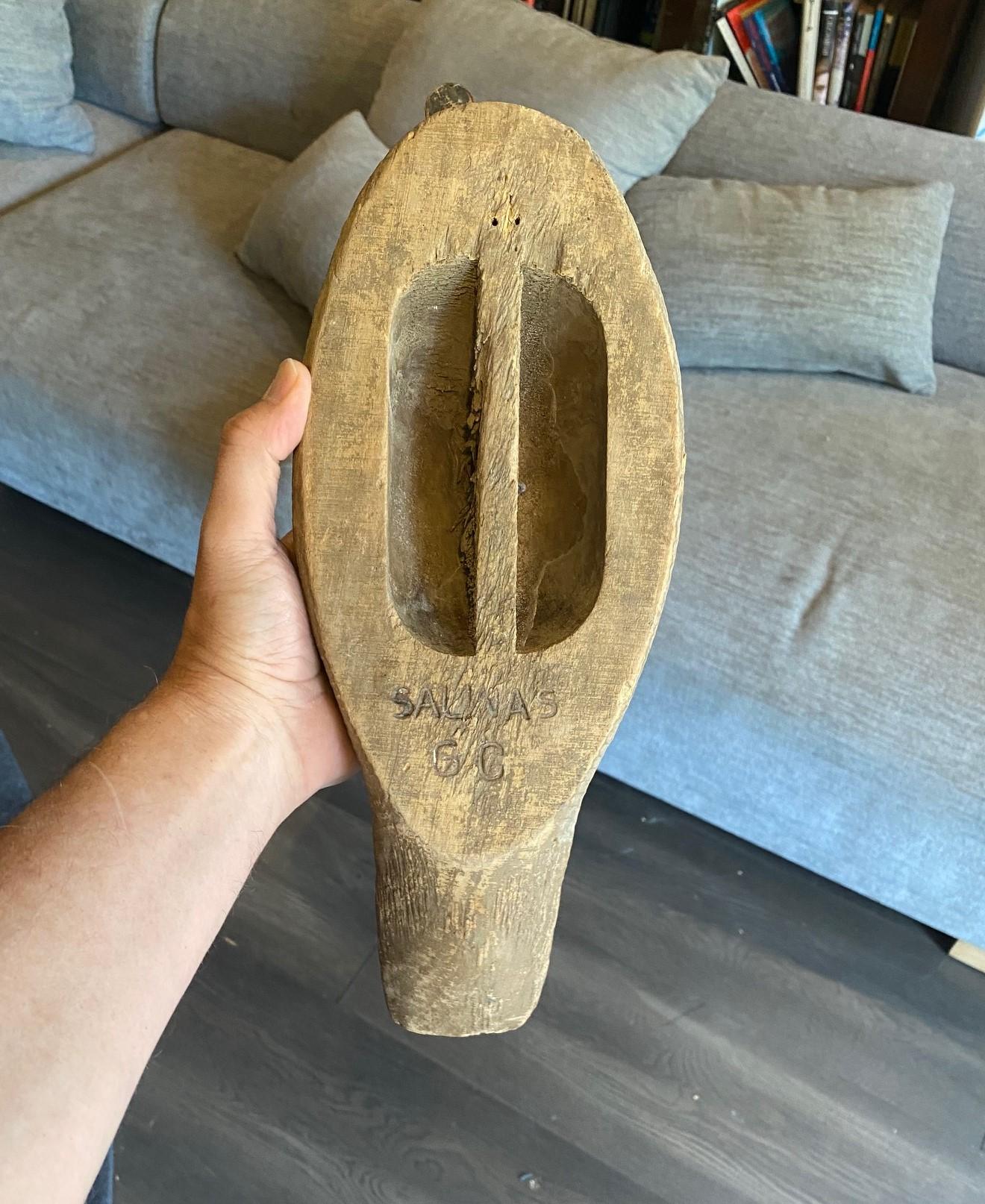 Hand Carved Large Vintage Antique Wood Duck Decoy Sculpture, Early 20th Century For Sale 9