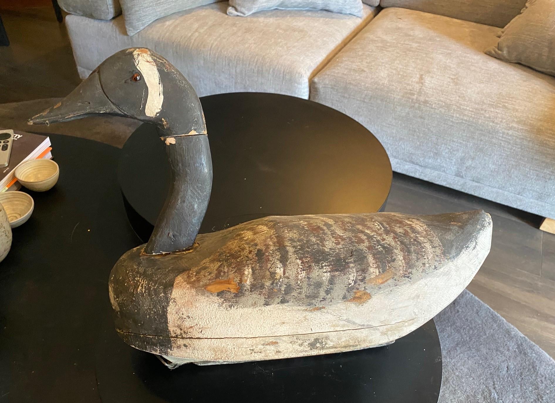Hand Carved Large Vintage Antique Wood Swan Decoy Sculpture, Early 20th Century 6