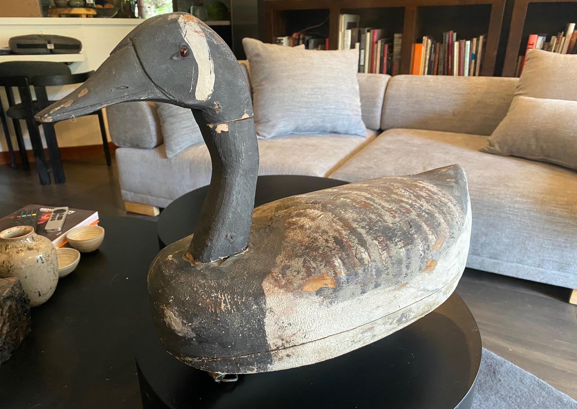 Hand Carved Large Vintage Antique Wood Swan Decoy Sculpture, Early 20th Century 1