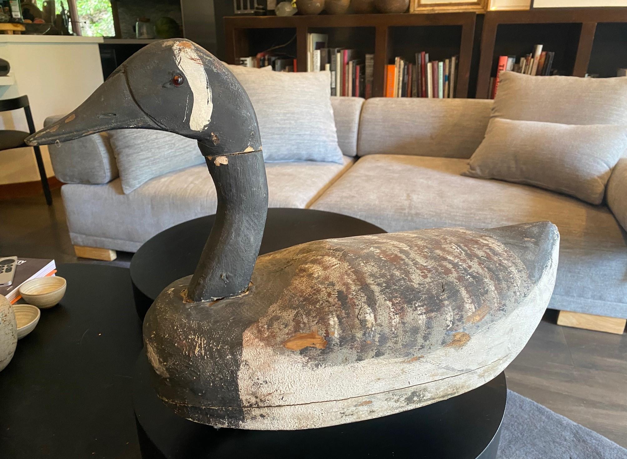 Hand Carved Large Vintage Antique Wood Swan Decoy Sculpture, Early 20th Century 2