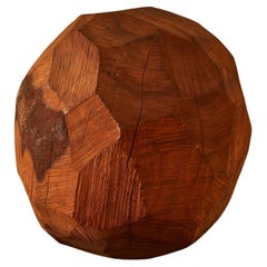 Hand Carved Large Wooden Sphere Sculpture