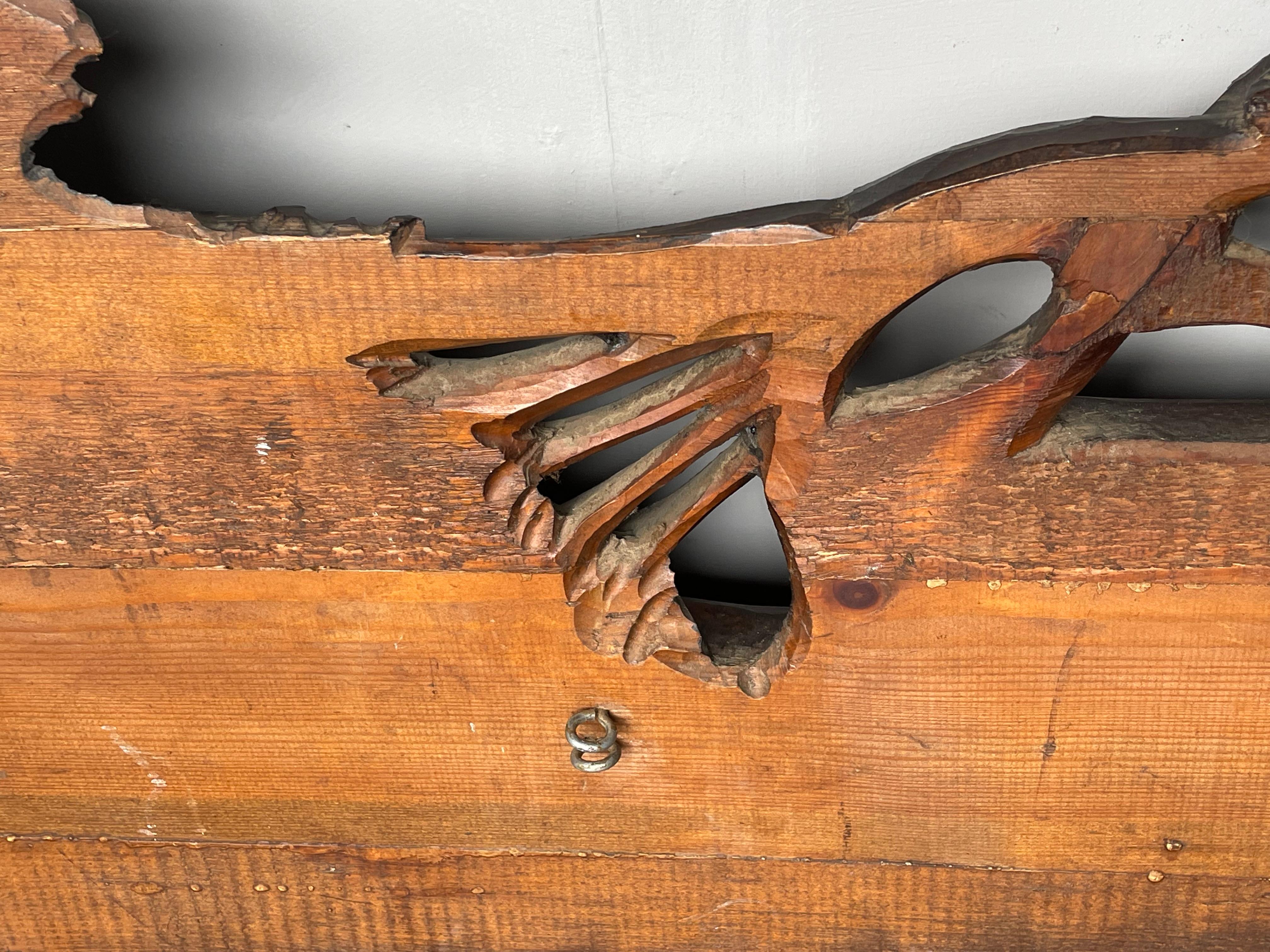 Hand Carved Large Wooden Sun God Helios on Charriot & 4 Horses Wall Sculpture 9