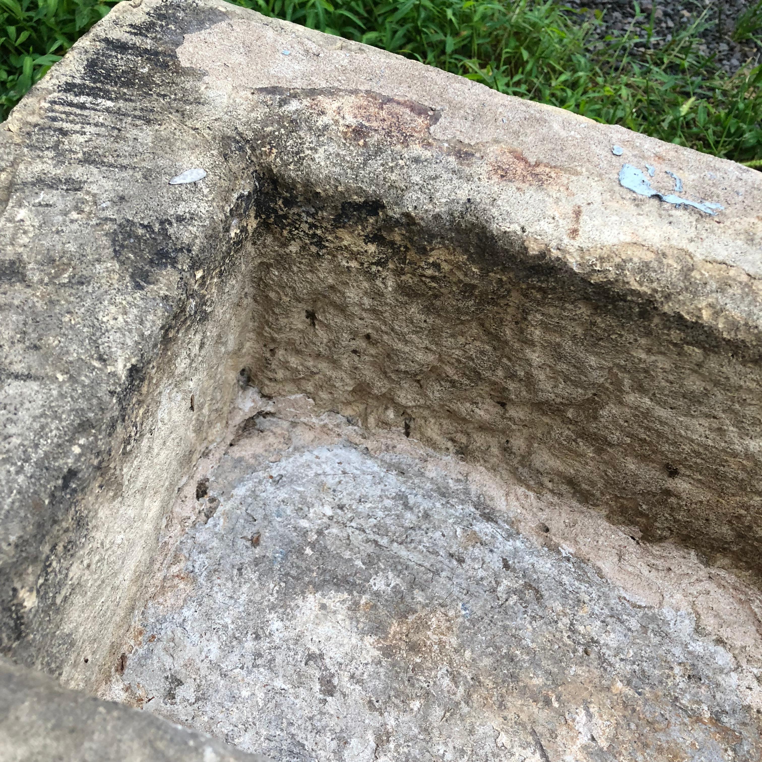 Hand Carved Limestone Basin, 18th Century 1