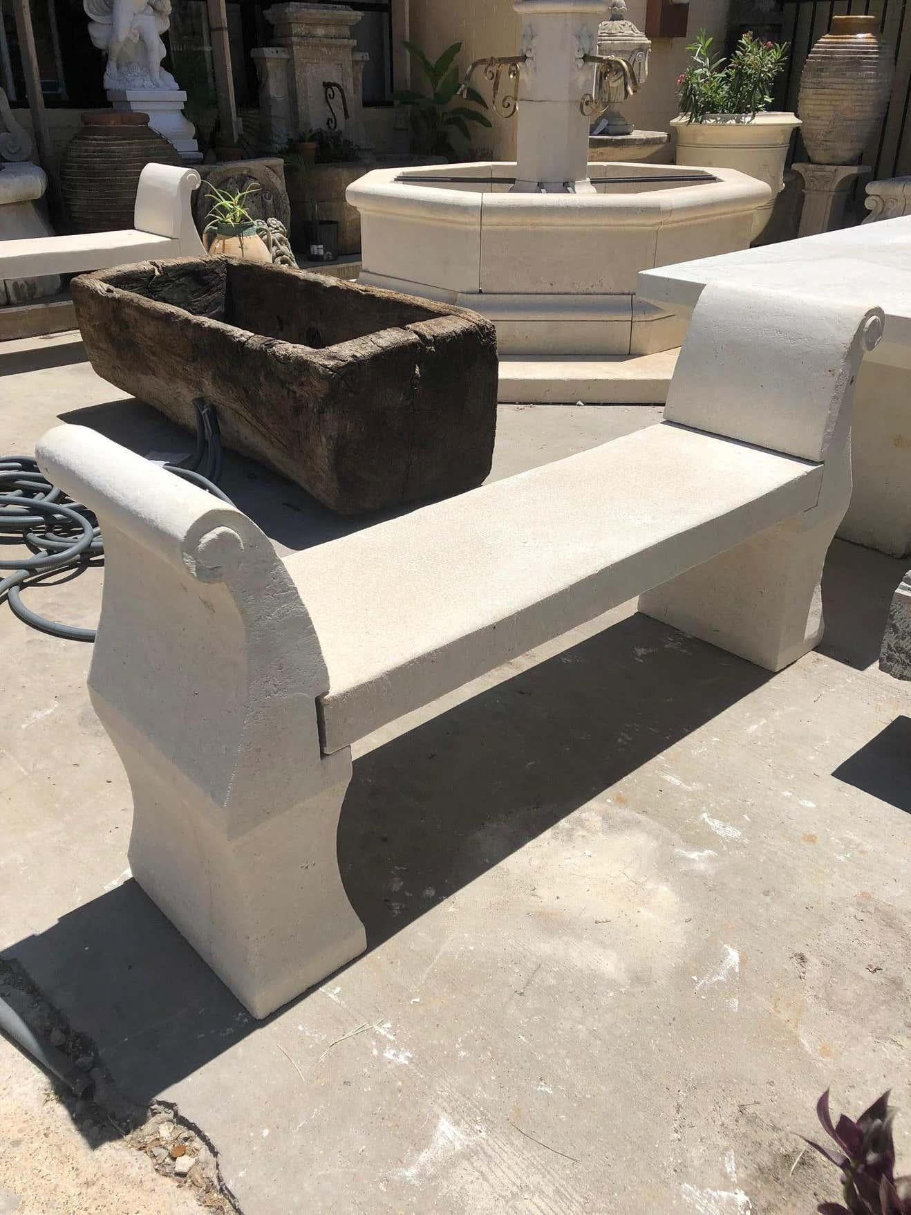 Hand-Carved Limestone Bench In Good Condition For Sale In Dallas, TX
