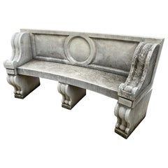 Hand Carved Limestone Bench