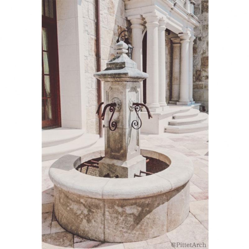 Hand Carved Limestone Central Fountain In Good Condition In Dallas, TX