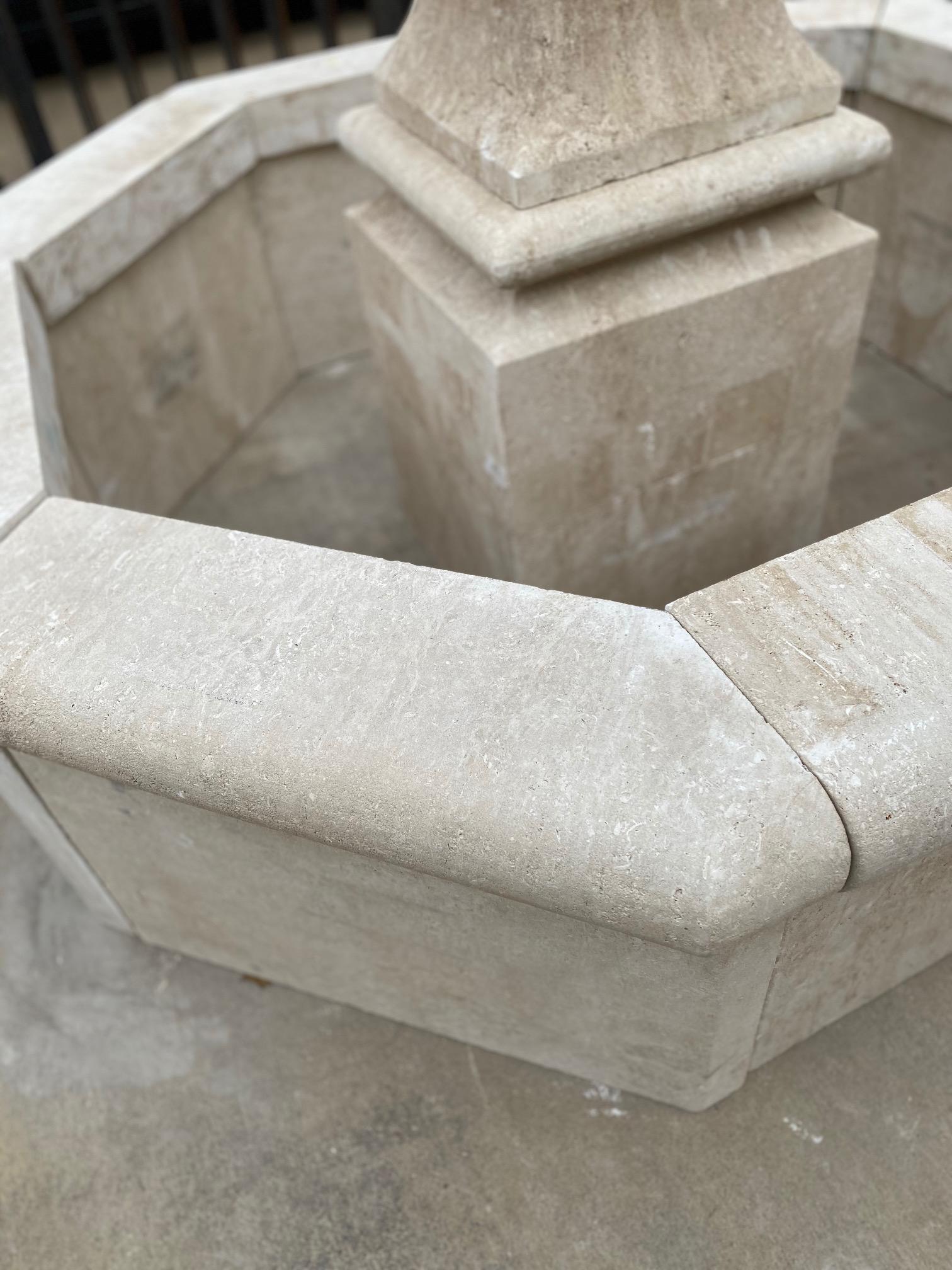 French Hand Carved Limestone Central Fountain
