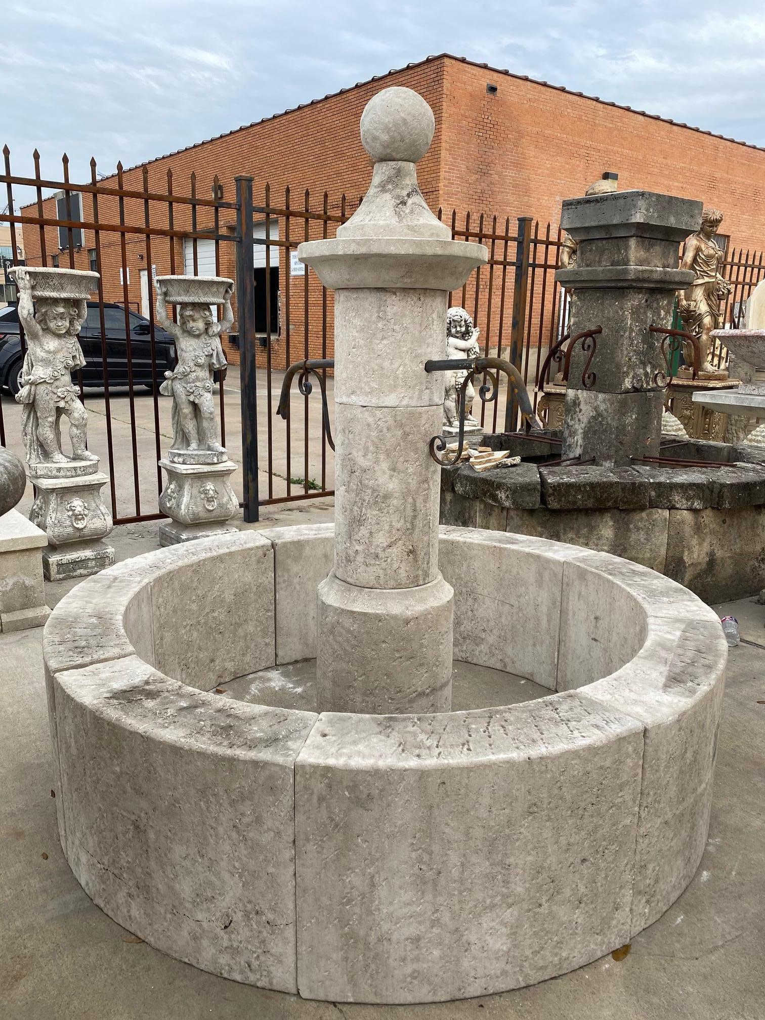 Contemporary Hand Carved Limestone Central Fountain For Sale