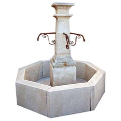 Hand Carved Limestone Central Fountain
