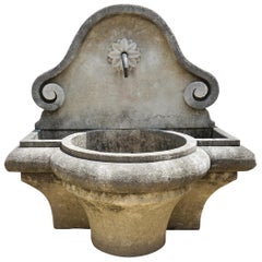 Hand Carved Limestone Lily Wall Fountain