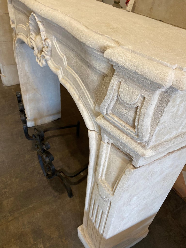 Hand Carved Limestone Mantel For Sale at 1stdibs