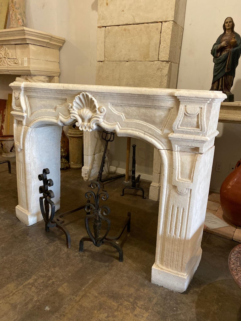 Hand Carved Limestone Mantel For Sale at 1stdibs