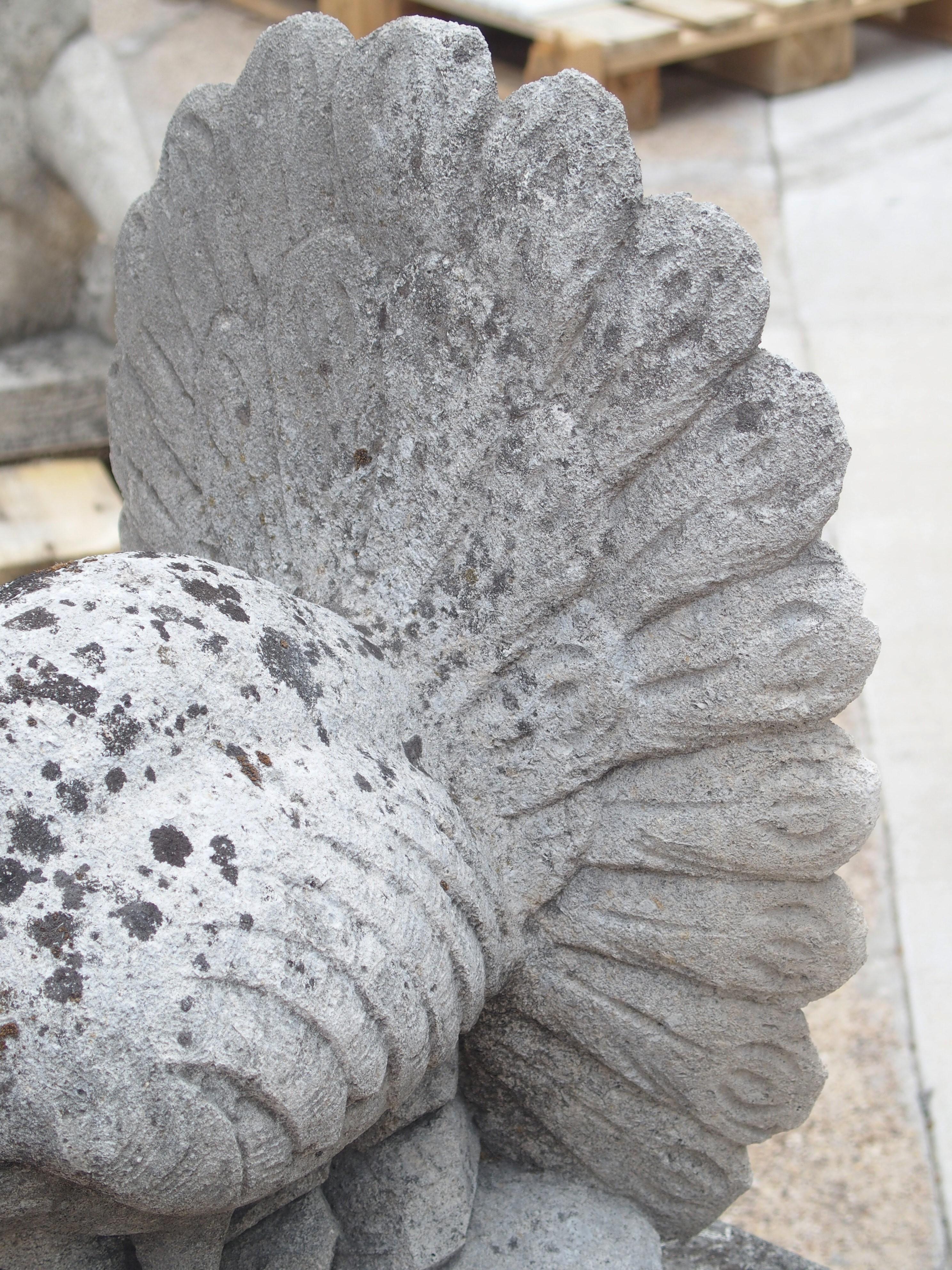 Hand Carved Limestone Peacock on Plinth 1