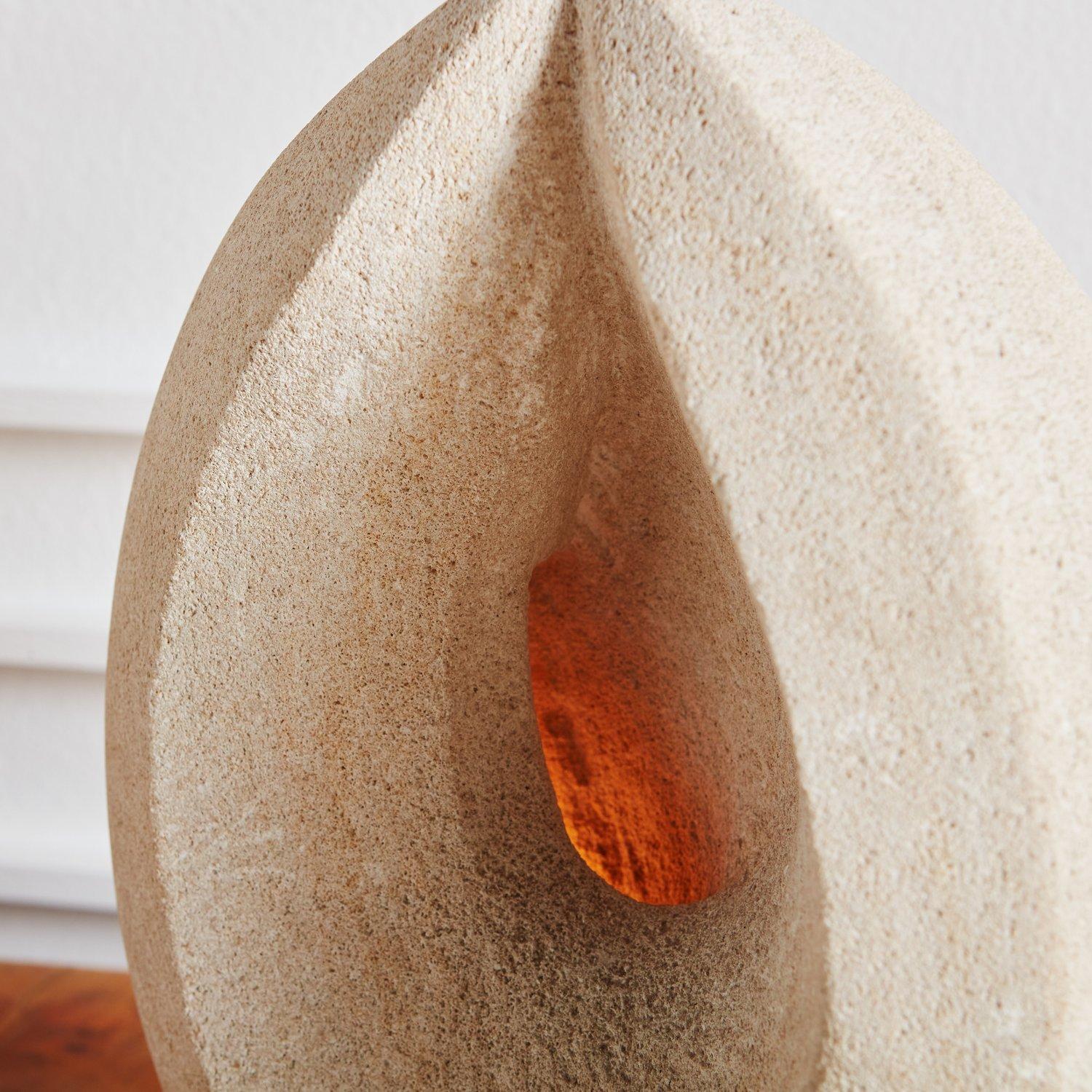 Mid-Century Modern Hand Carved Limestone Teardrop Table Lamp in the Style of Albert Tormos, 1970s