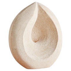 Hand Carved Limestone Teardrop Table Lamp in the Style of Albert Tormos, 1970s