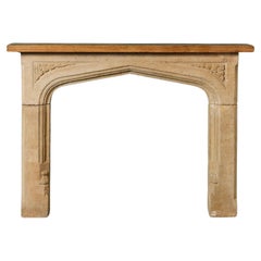 Antique Hand-carved Limestone Victorian Fire Mantel
