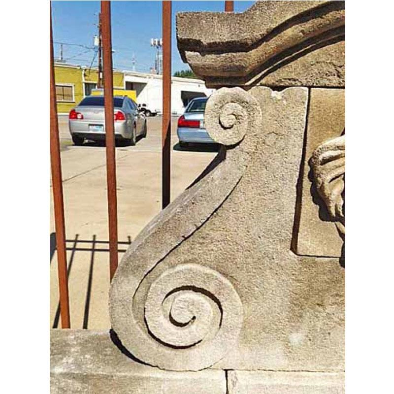 French Hand Carved Limestone Wall Fountain