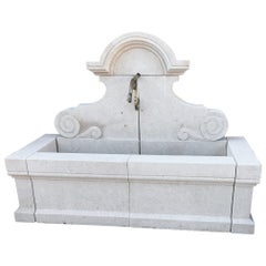 Hand-Carved Limestone Wall Fountain