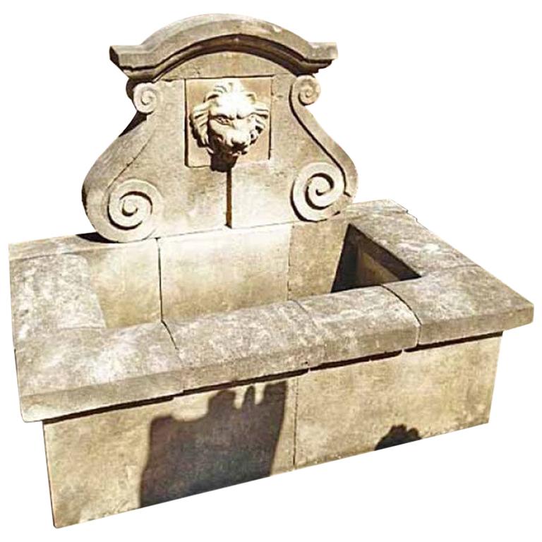 Hand Carved Limestone Wall Fountain