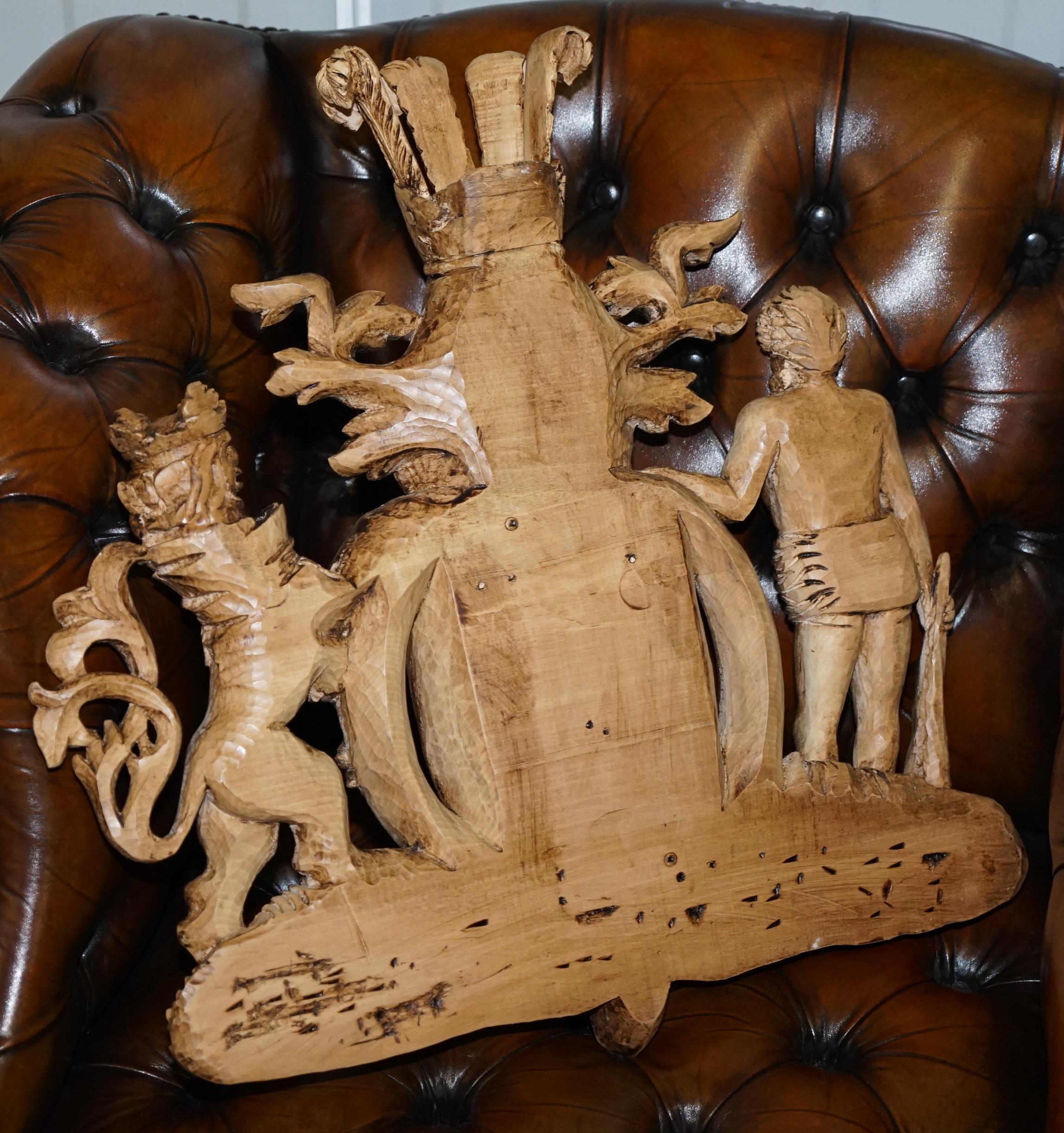 Hand Carved Limewood Armorial Coat of Arms Crest Prince Phillip Duke of York 5