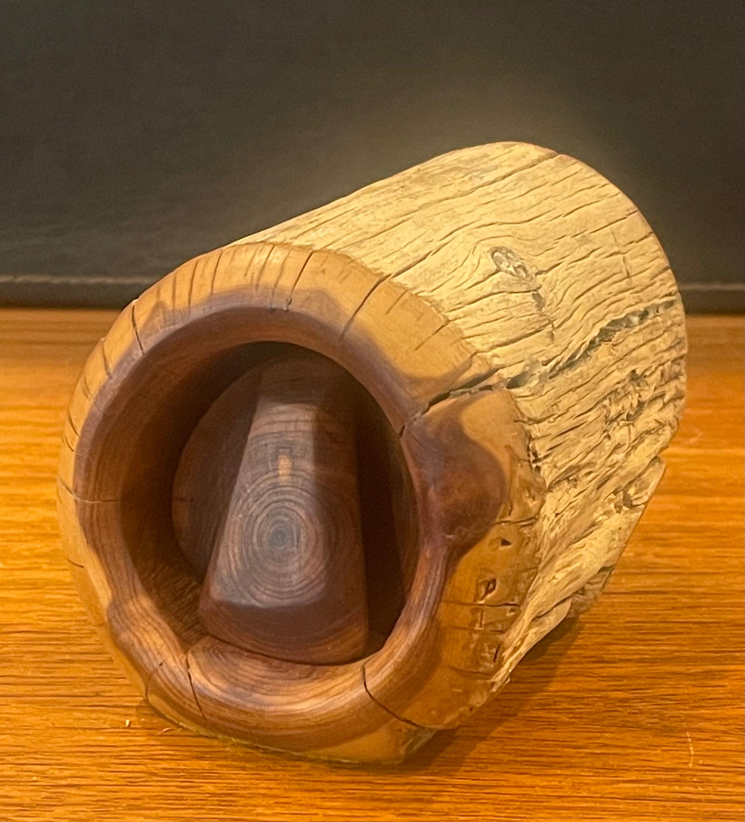Hand Carved Log / Wood Trinket Box For Sale 8