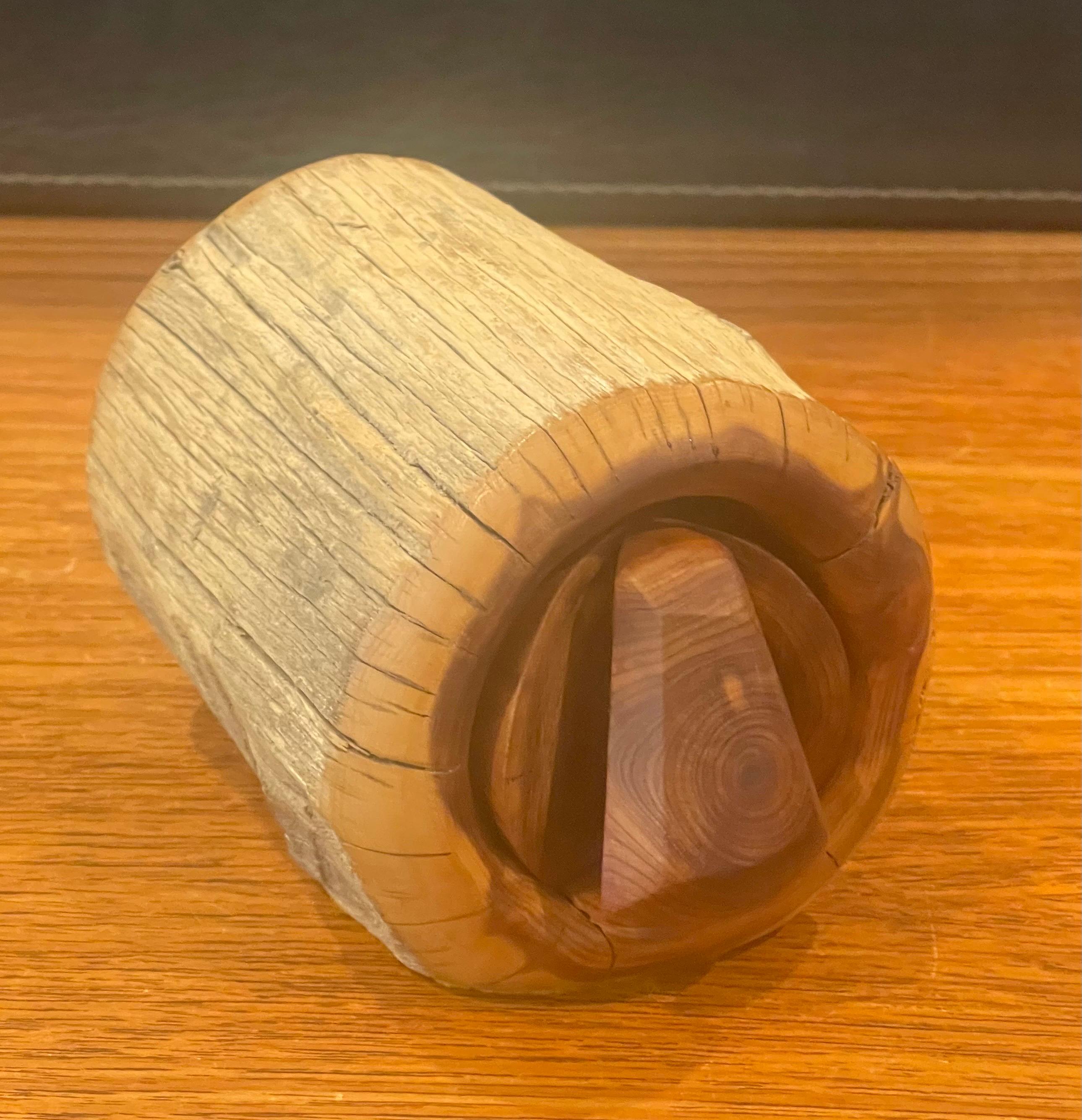 Organic Modern Hand Carved Log / Wood Trinket Box For Sale