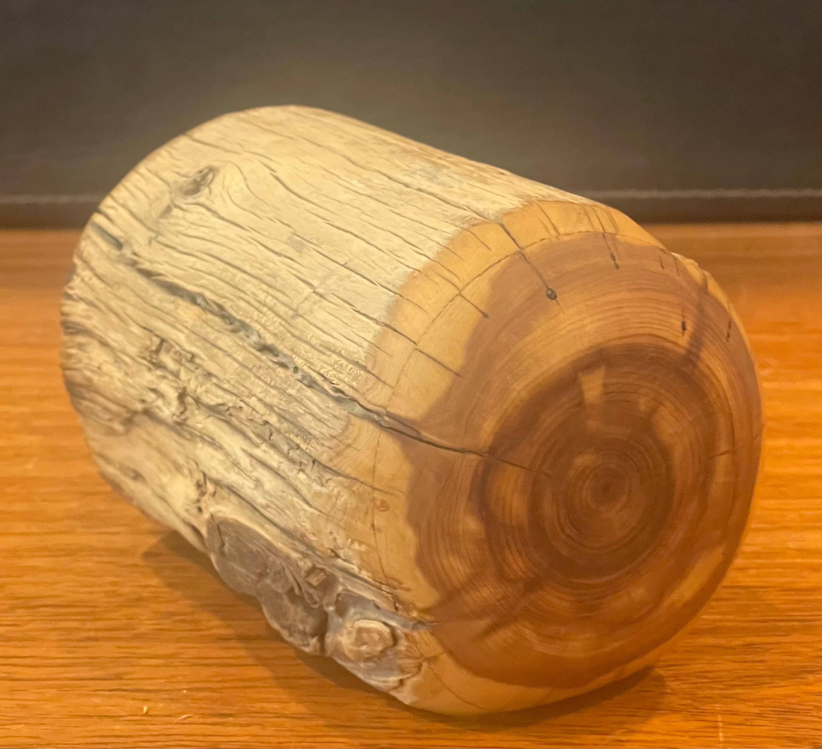 20th Century Hand Carved Log / Wood Trinket Box For Sale
