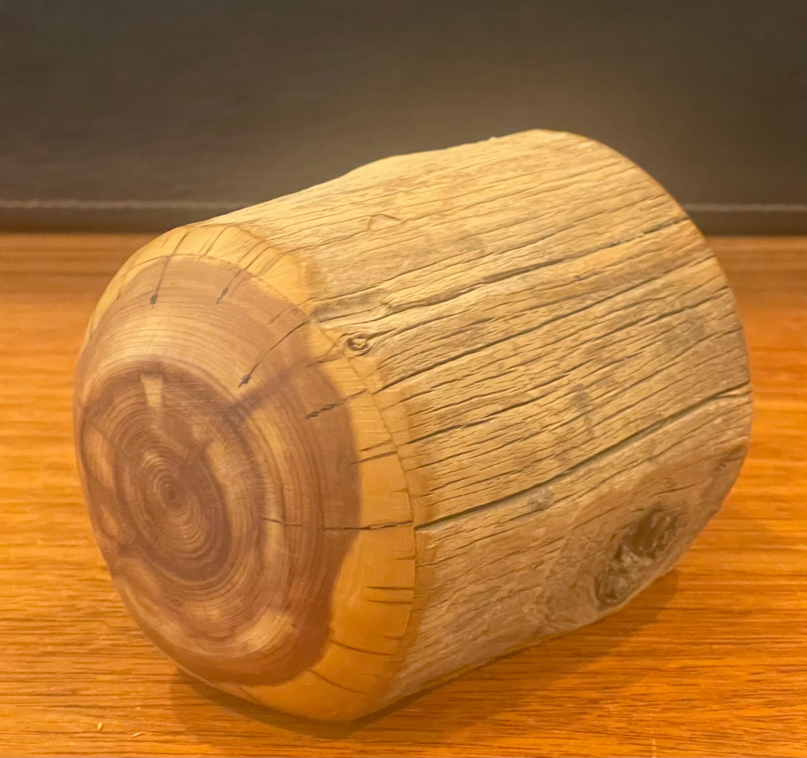 Hand Carved Log / Wood Trinket Box For Sale 1