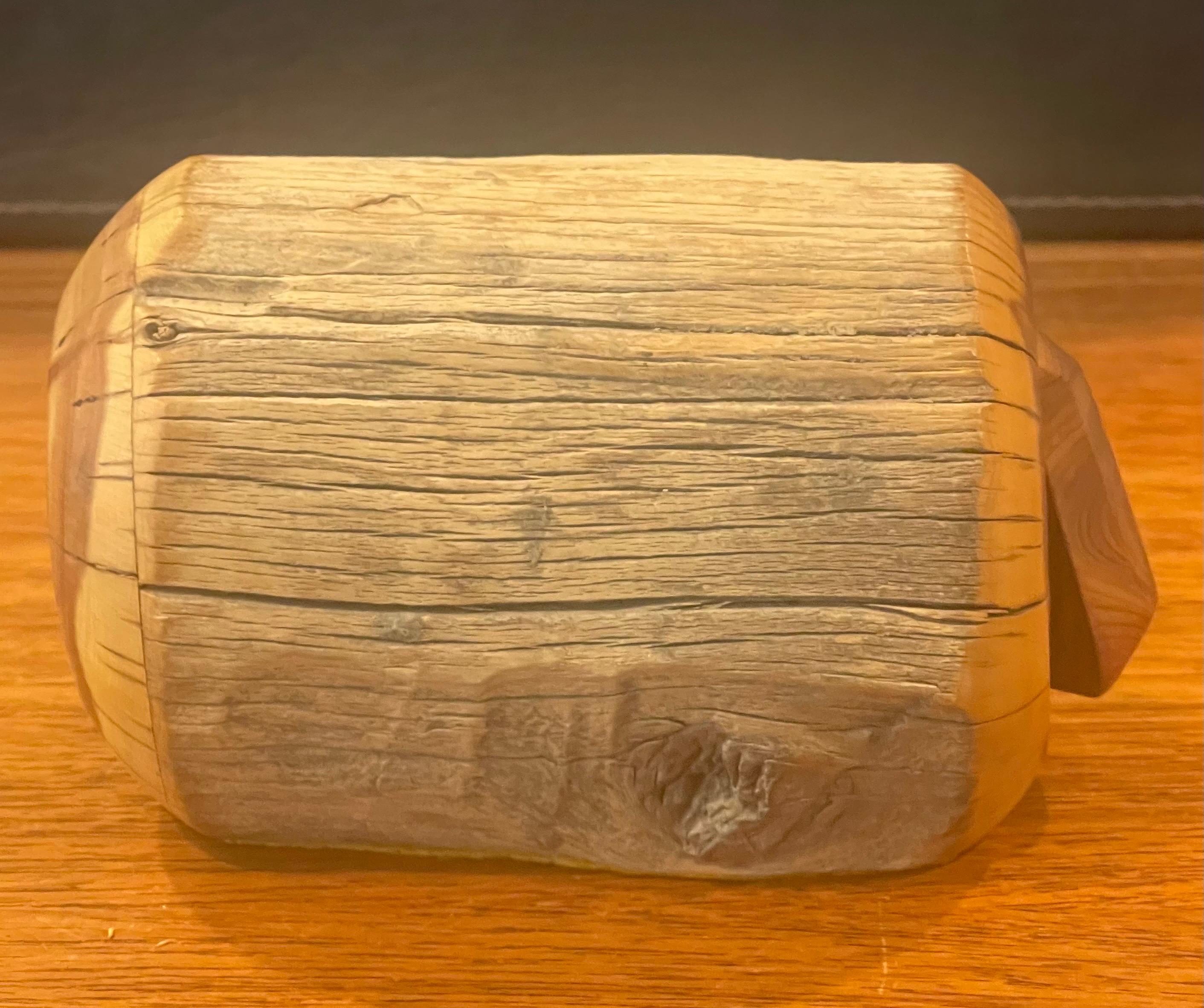 Hand Carved Log / Wood Trinket Box For Sale 2