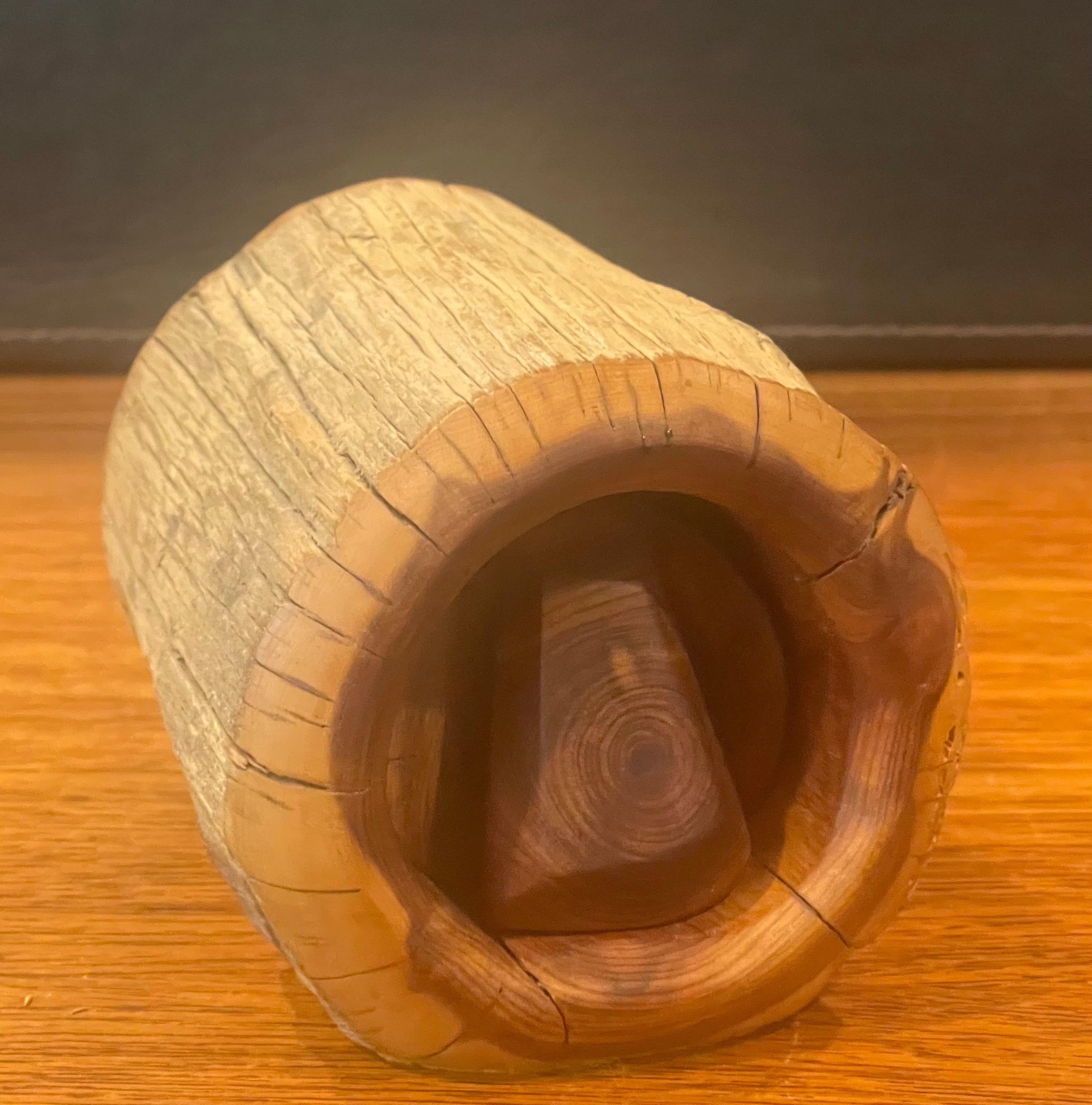Hand Carved Log / Wood Trinket Box For Sale 3