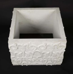 Hand Carved Lotus Marble Table Base Handcrafted In India By Stephanie Odegard