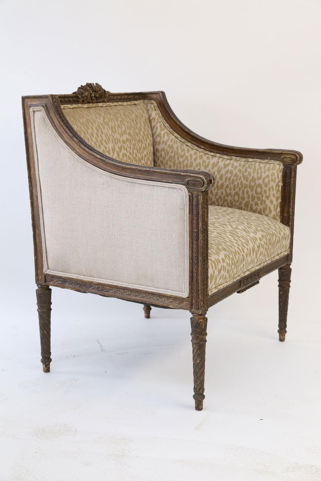 Hand-Carved Hand Carved Louis XVI Bergère Amrchair For Sale