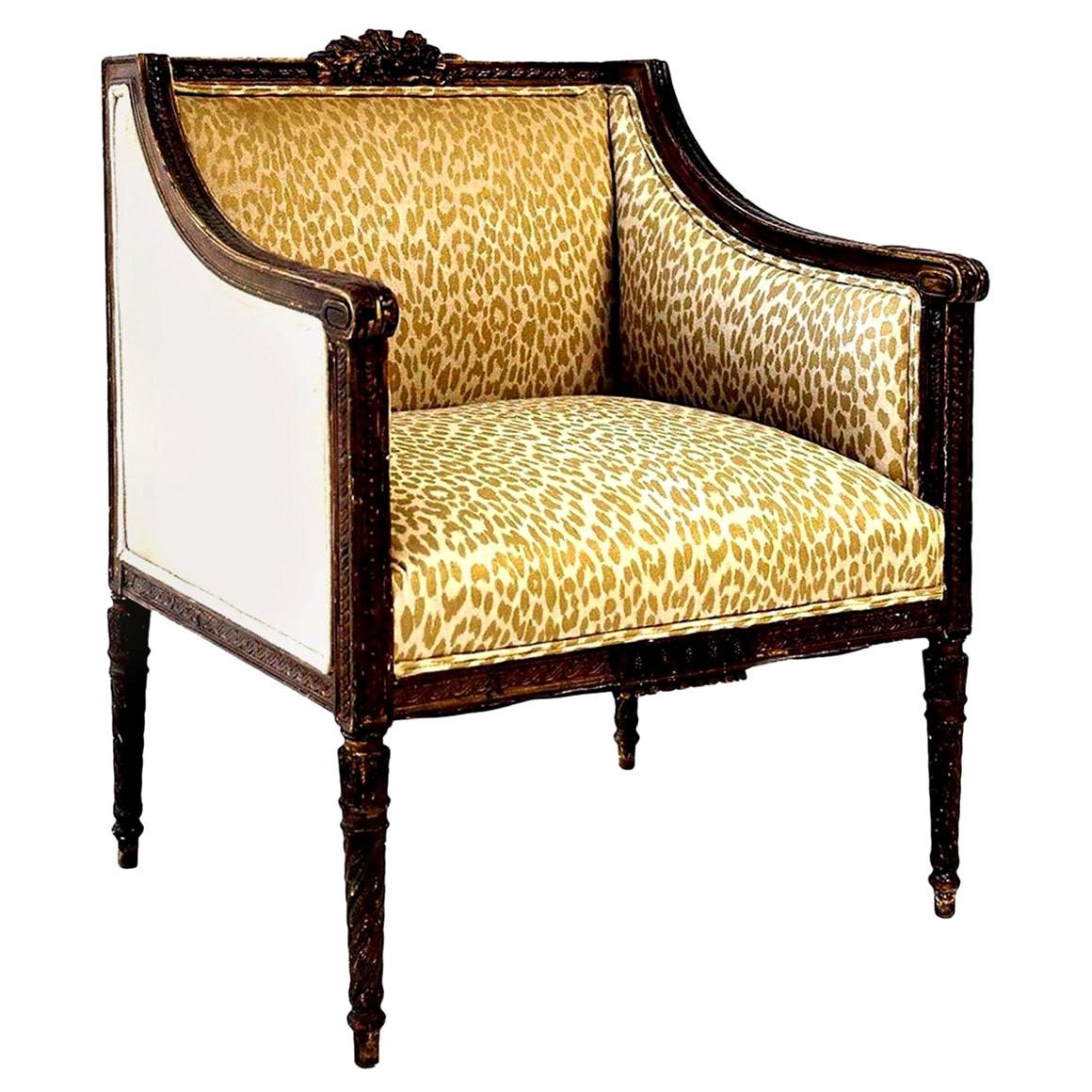 Hand Carved Louis XVI Bergère Amrchair For Sale 8