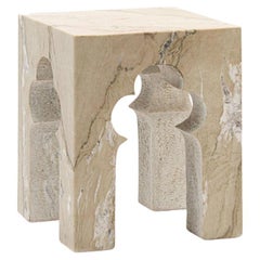 Hand-Carved Low Katni Marble Side Table, Stephanie Odegard