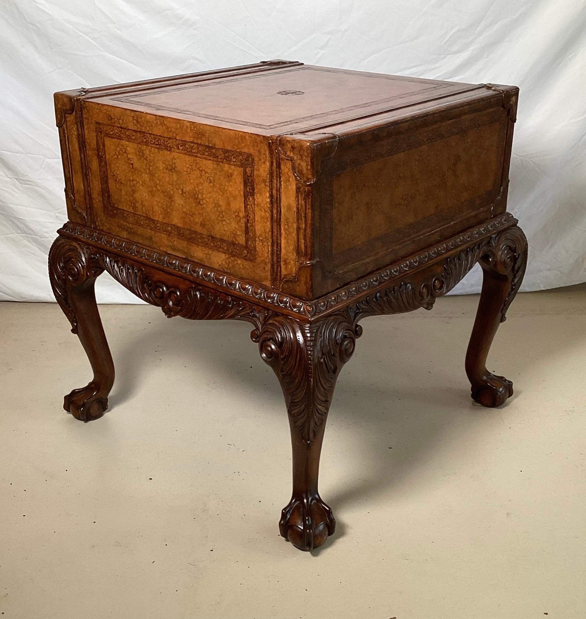 Georgian Hand Carved Mahogany and Leather Game Table by Maitland Smith