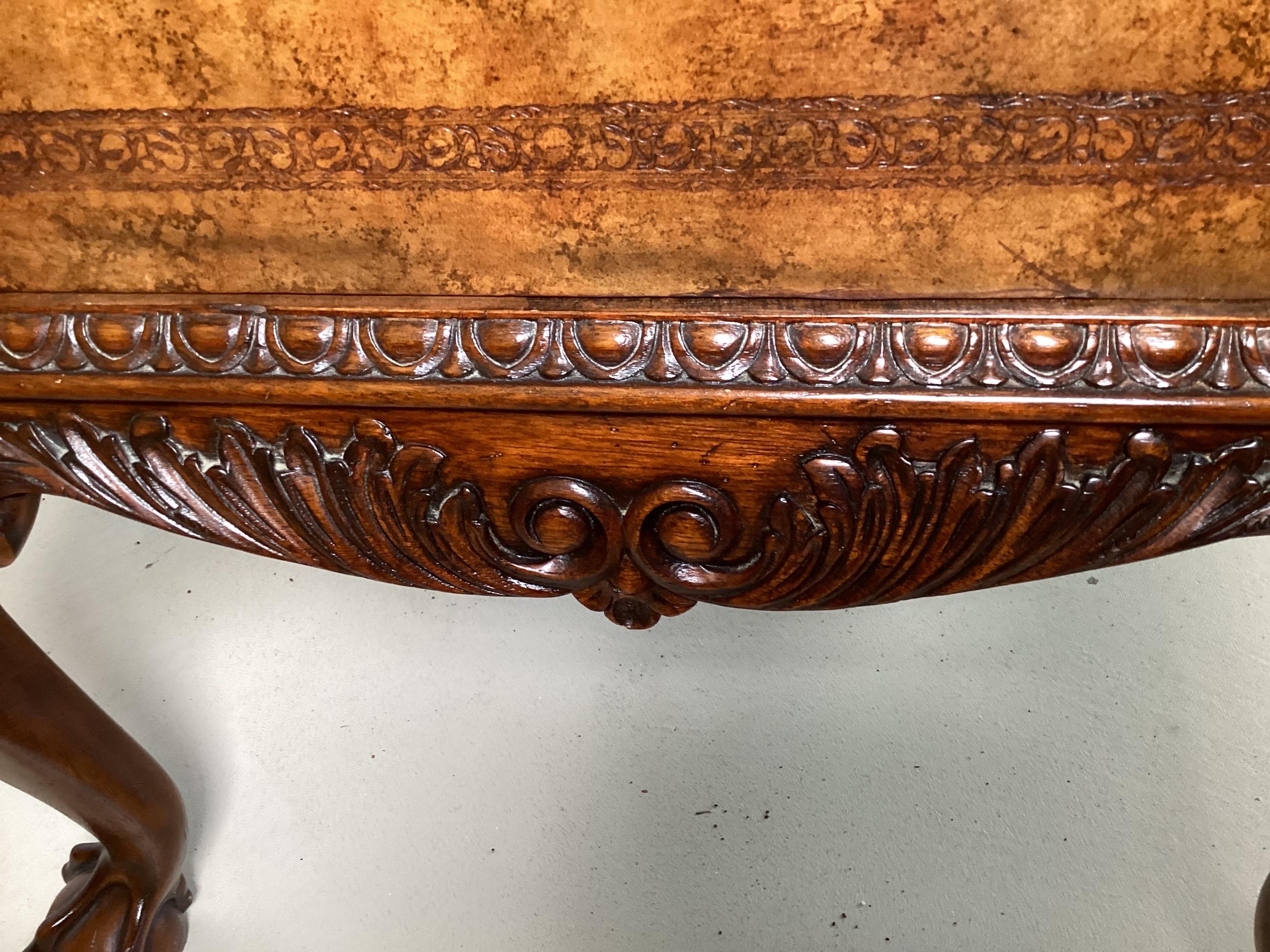 20th Century Hand Carved Mahogany and Leather Game Table by Maitland Smith