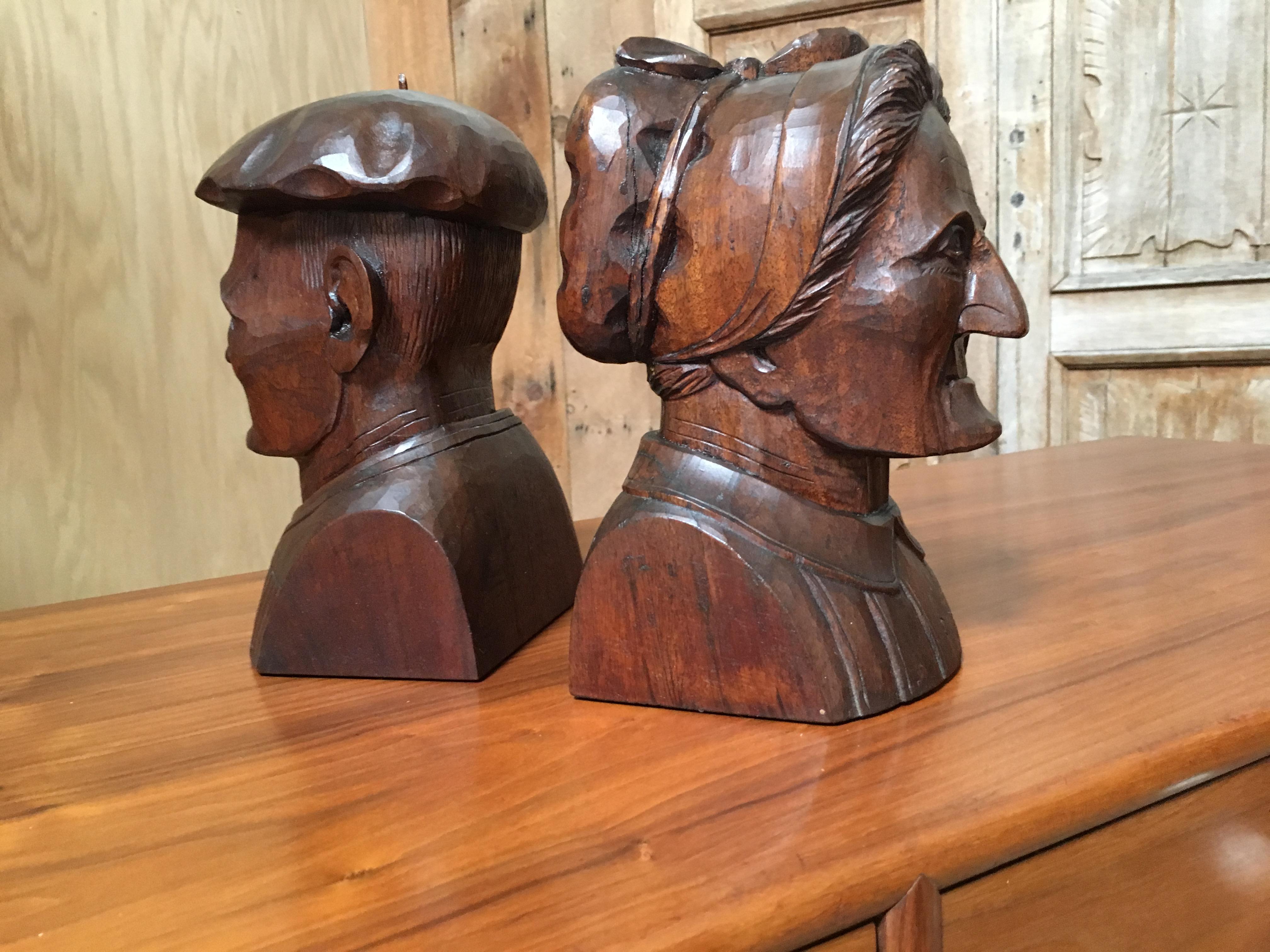 Hand-Carved Hand Carved Mahogany Bookends