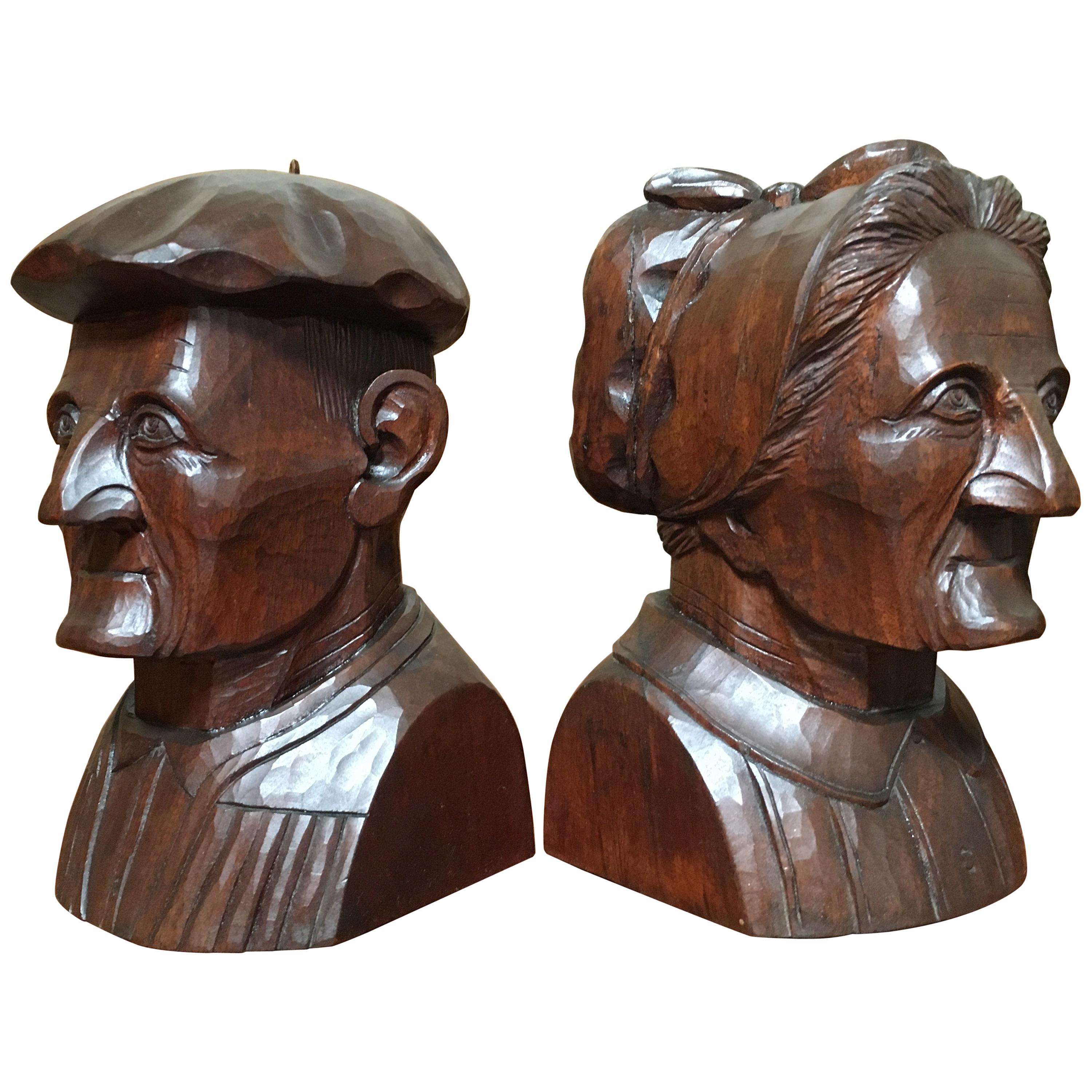 Hand Carved Mahogany Bookends